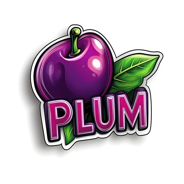 Photo plum shaped word on clean white background