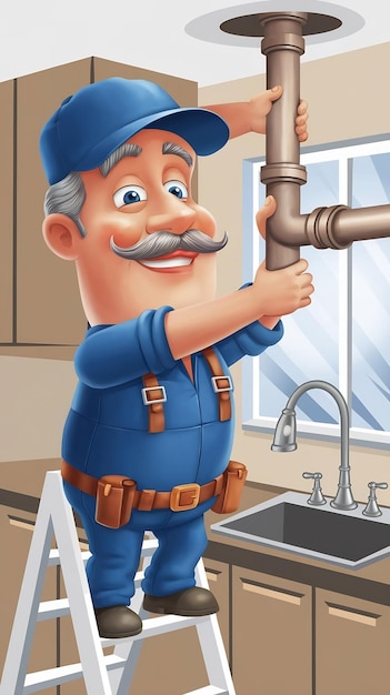 Photo a plumber animated character