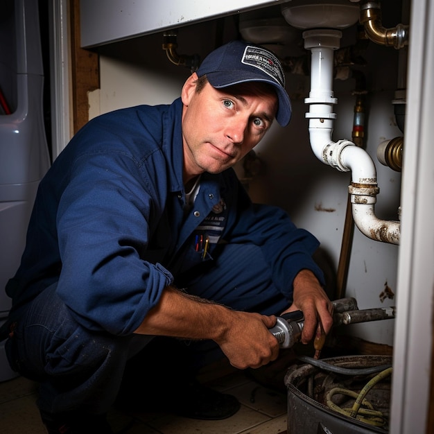 Plumber on the Job repairing a pipe