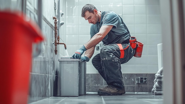 A plumber plumbing professional doing his job