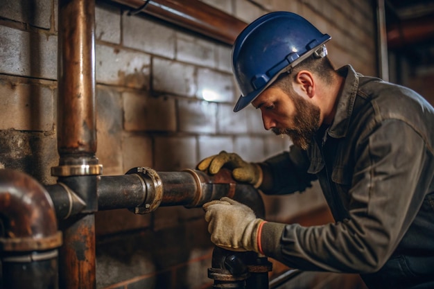 Plumber Replacing Pipe Section with Old and New Connection