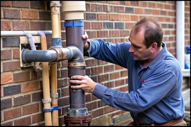 Plumber Replacing Pipe Section with Old and New Connection