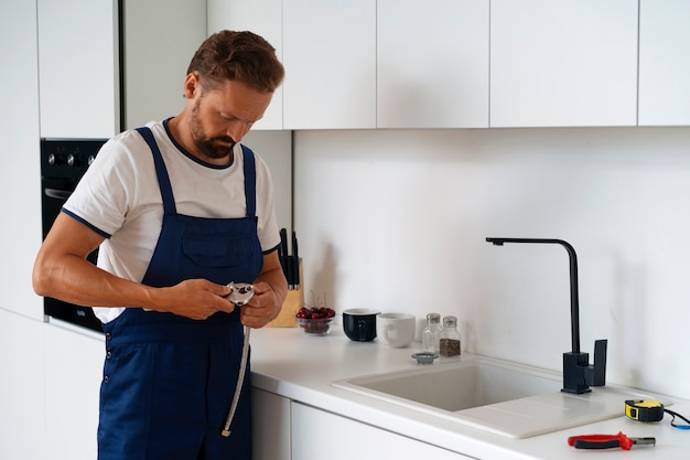 Plumbing professional doing his job