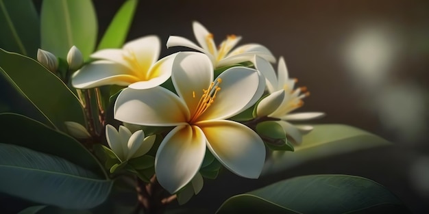 Plumeria flower with blurred nature background