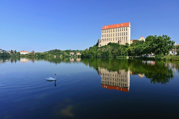 Plumlov Czech Republic Beautiful old castle by the lake A snapshot of architecture in the summer season