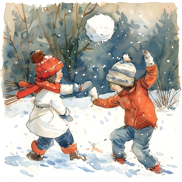 Plump friendly snowball fight