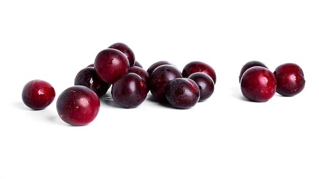 Plums isolated on a white background. 