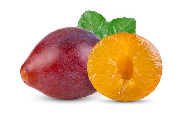 Plums plum prunes  fruit isolated on a white background