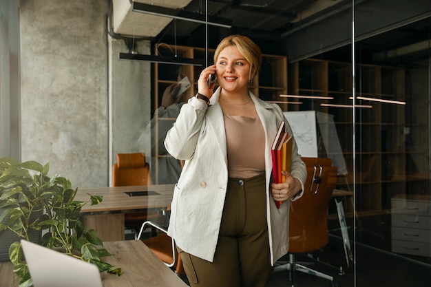 Plus-size business woman working in a professional office