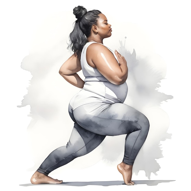 Plus size woman in yoga posture