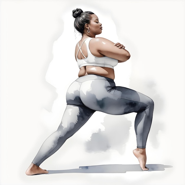 Plus size woman in yoga posture