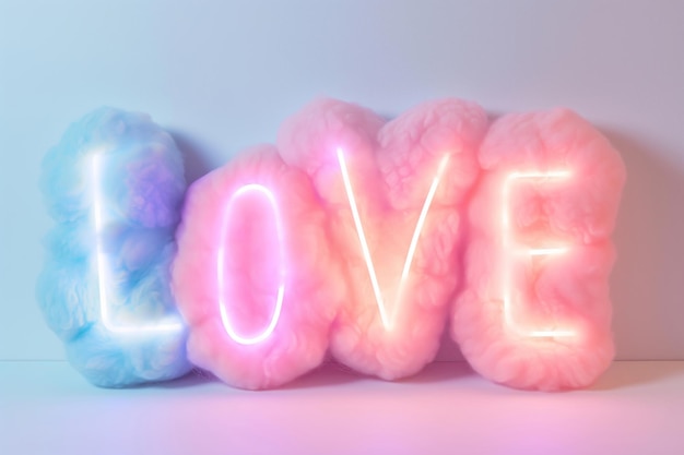 Plush and fluffy texture shape pillow in letters form Love