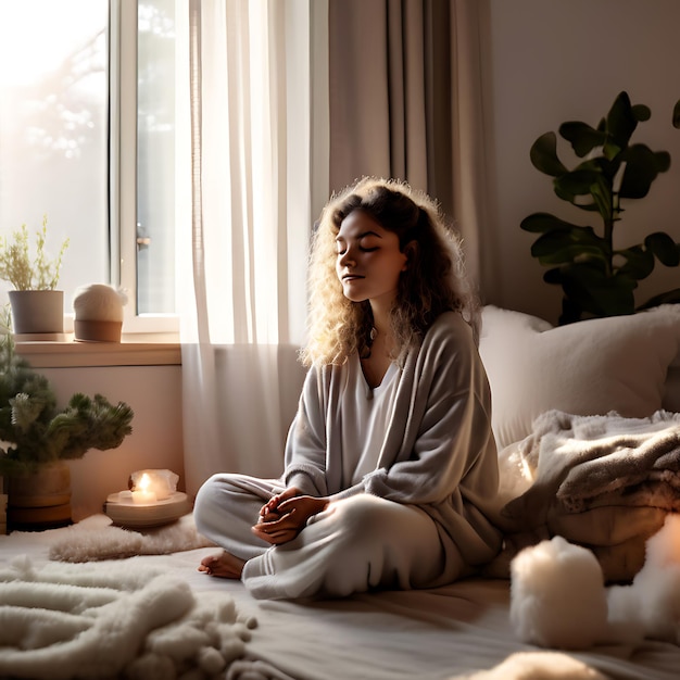 Plush Retreat Meditation in a Cozy Inviting Bedroom