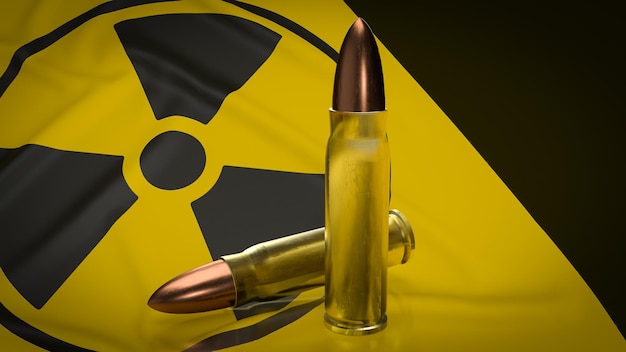 The plutonium bullets for war or weapon concept 3d rendering