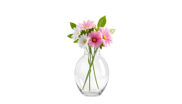 Photo png clear glass flower vase cut out element set isolated with white highlights