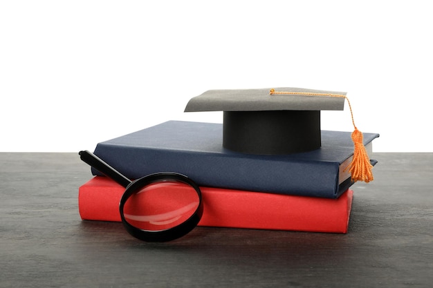 PNG graduate hat with books isolated on white background