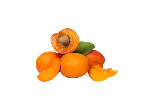 PNGA bunch of fresh apricots isolated on white background