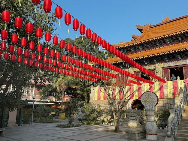 Po Lin Temple Monastery a mid century Buddhist temple built at the Ngong Ping Village Hong Kong