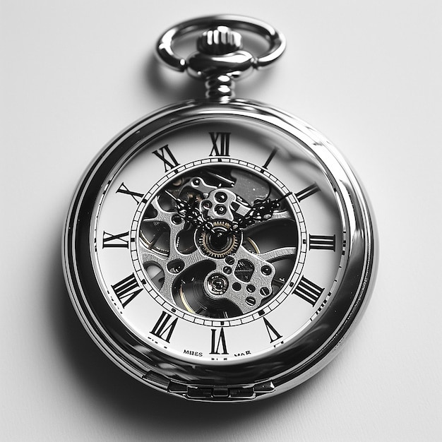 a pocket watch with the hands on the face and the hands on the face