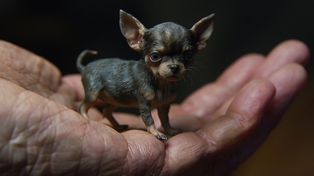 PocketSized Chihuahua Puppy Standing on Hand