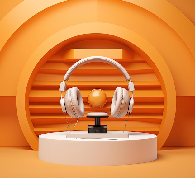 podcast on orange background