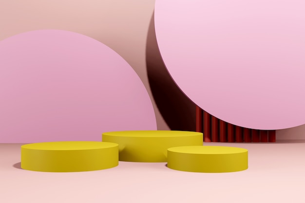 Podium abstract background. Geometric shape. pink pastel colors scene. Minimal 3d rendering. Scene with geometrical background. 3d render