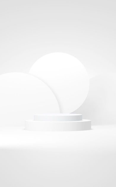 Podium abstract background Geometric shapeVertical white colors scene Minimal 3d rendering