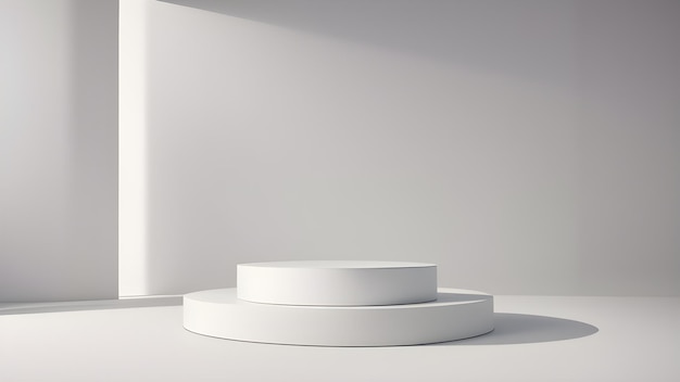 Podium abstract studio room with geometric platform for mockup display minimalistic wall scene for products showcase Promotion display Generative AI