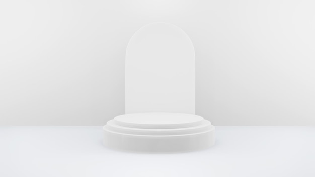 Podium in abstract white composition for product presentation d render d illustration