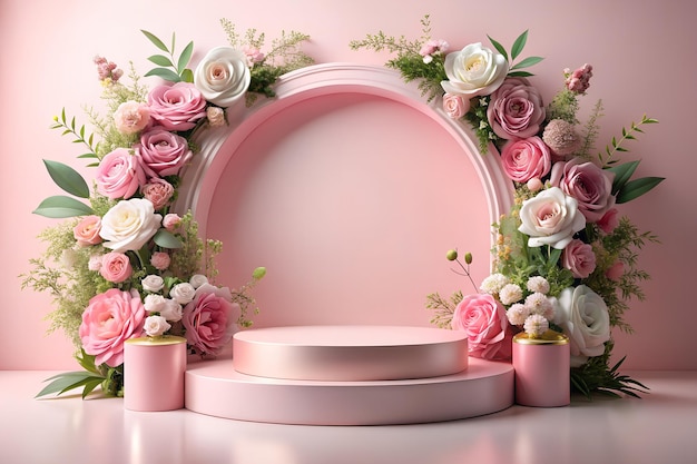 Podium background flower rose product pink