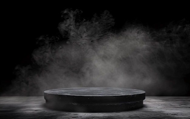 Podium black dark smoke background product platform