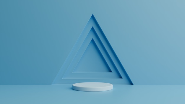 Podium on blue. 3d rendering