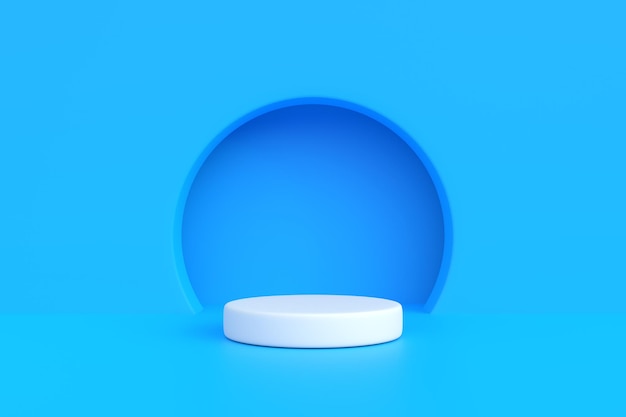 Podium on a blue background Abstract geometric minimalism 3D render illustration