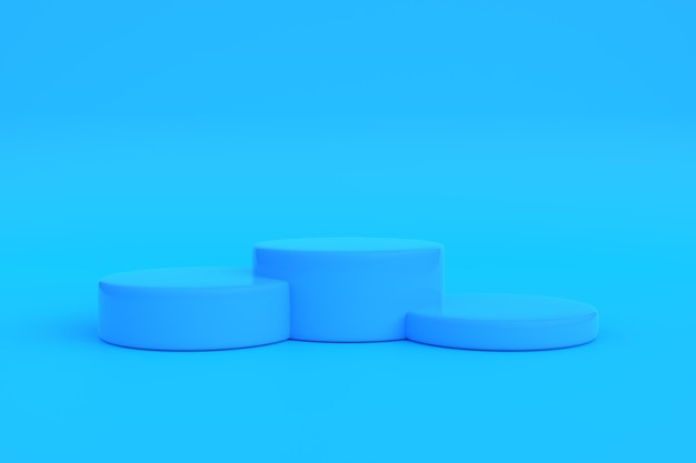 Podium on a blue background Abstract geometric minimalism 3D render illustration