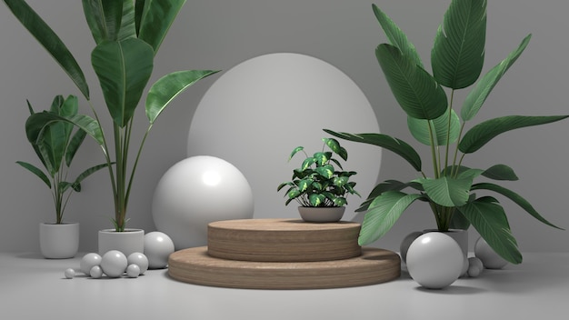 Podium display scene for cosmetic product and packate,3d render.