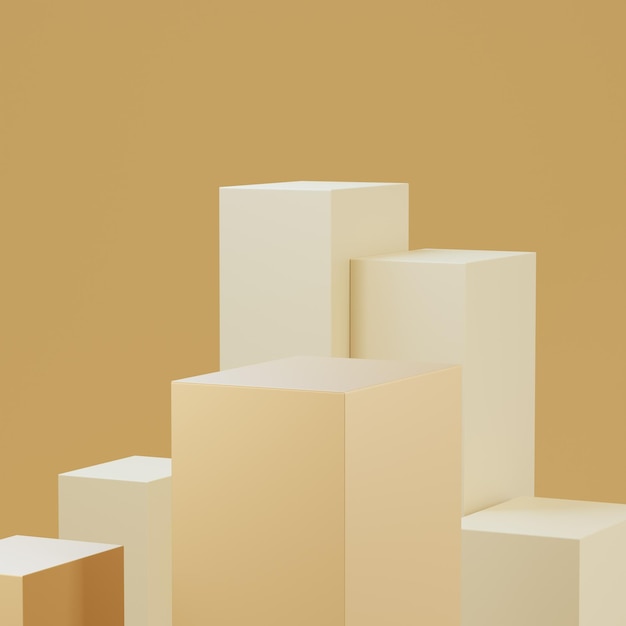 Podium in gold abstract composition for product presentation 3d render