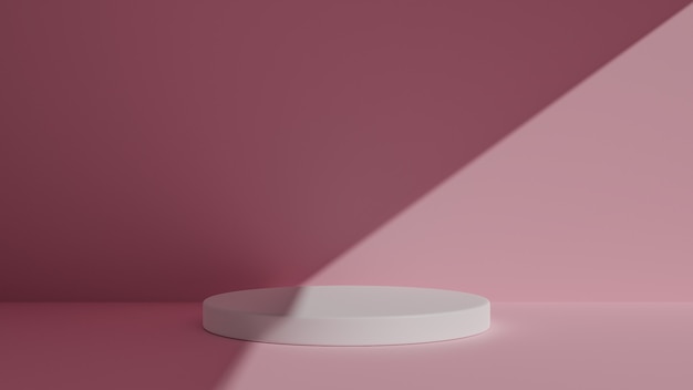 Podium minimal pink wall scene and Shadow.3d rendering