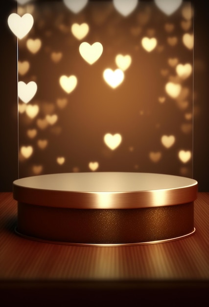 Podium for product advertisement or restaurant menus with valentines day background