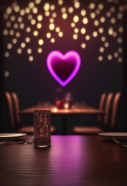 Podium for product advertisement or restaurant menus with valentines day background