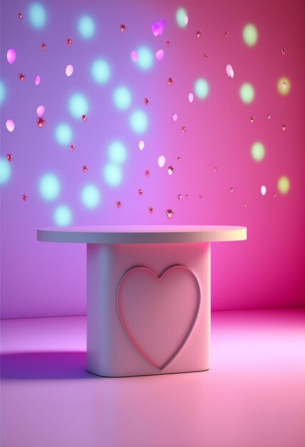 Podium for product advertisement or restaurant menus with valentines day background