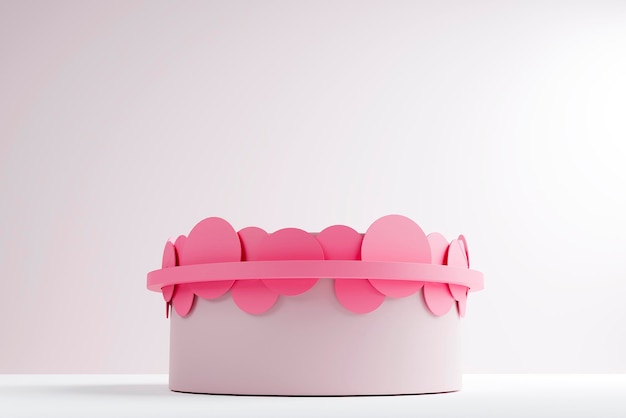 Podium for product display pink geometry shape background minimalist valentines day d rendering