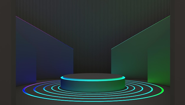 Podium for product display technology space simulation with gradient light