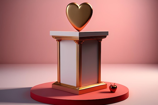 podium product display with heart and pink tone colors