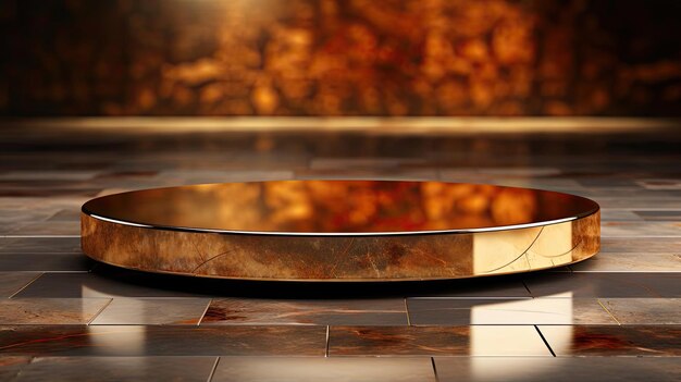 podium product stand or display with gold luxury background and cinematic light