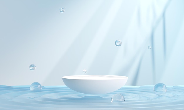 Podium on the water for product presentation Natural beauty pedestal relaxation and health 3d illustration