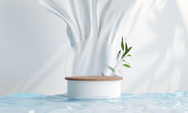 Podium on the water for product presentation Natural beauty pedestal relaxation and health 3d illustrationx9