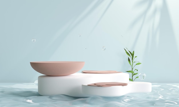 Podium on the water for product presentation Natural beauty pedestal relaxation and health 3d illustrationx9