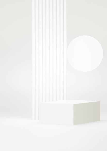 Podium white abstract background. Geometric shape.  white pastel color scene. Minimal 3d rendering. Scene with geometrical background. 3d render