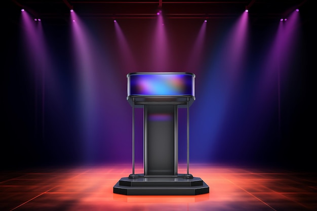 Podium with colorful background stand or podium pedestal on advertising display