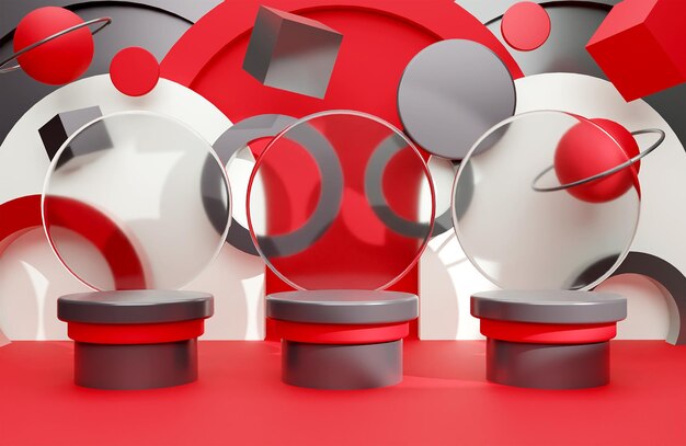 Podium with glass morphism 3D Illustration